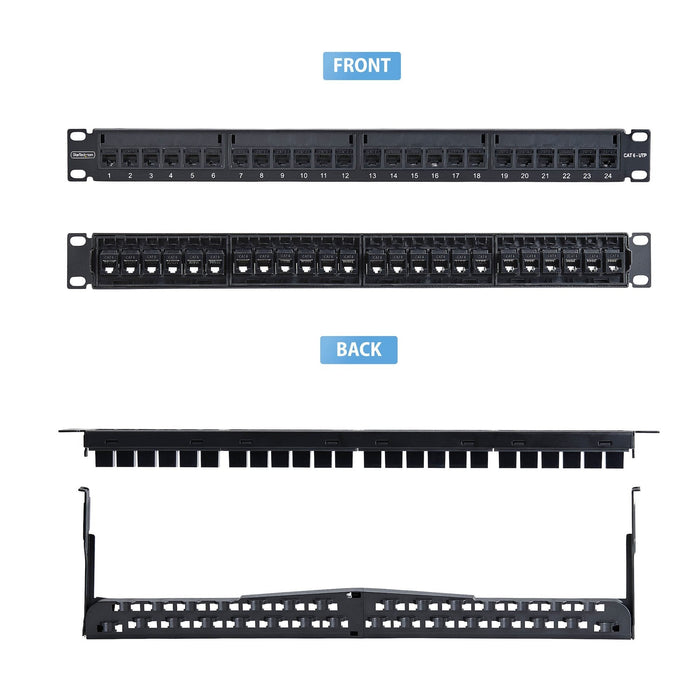 24 Port 1u Feed Through Patch Panel With Cable Management C6panelutp241uft