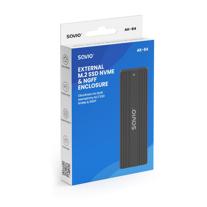 EAN 5901986049876 - Savio AK-84 caja para disco duro externo Caja externa para unidad de estado sólido (SSD) Negro M.2 imagen 5
