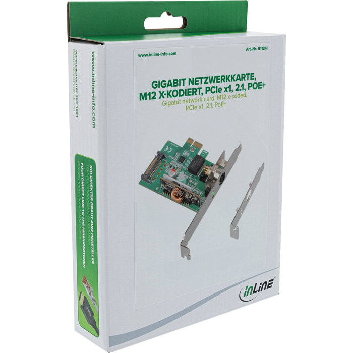 Inline Gigabit Tarjeta De Red - M12 X-Kodiert - Pcie X1 - 2.1 - Poe+