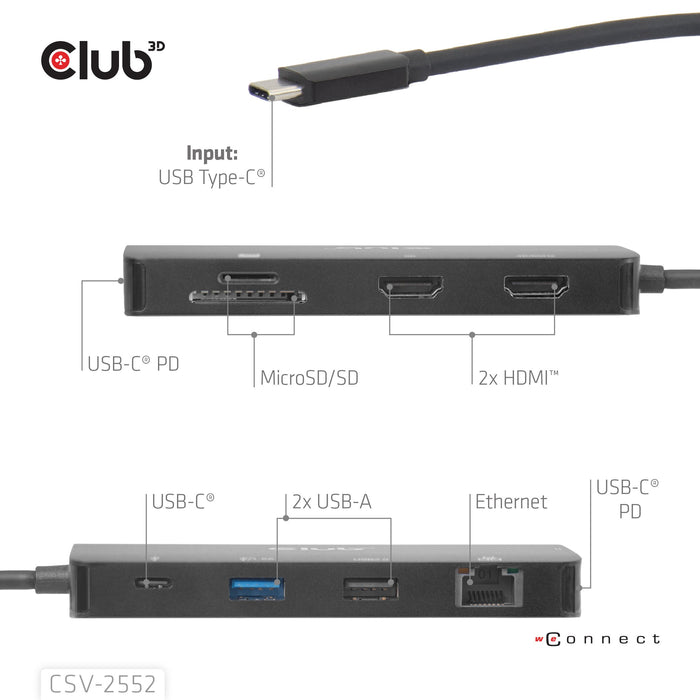 EAN 8719214473556 - CLUB3D CSV-2552 hub de interfaz USB Tipo C 5000 Mbit/s Negro imagen 7