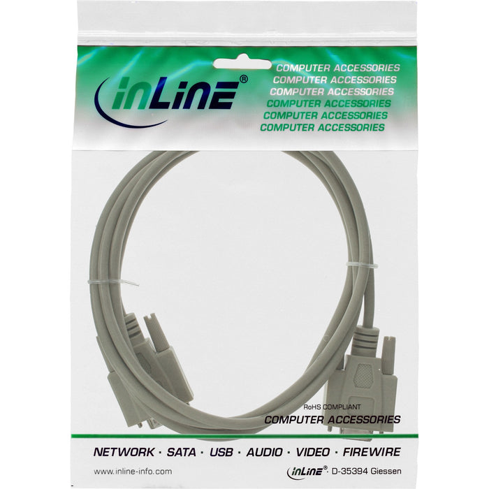 Cable Serie Inline Moldeado Db9 Macho A Hembra Gris 3m