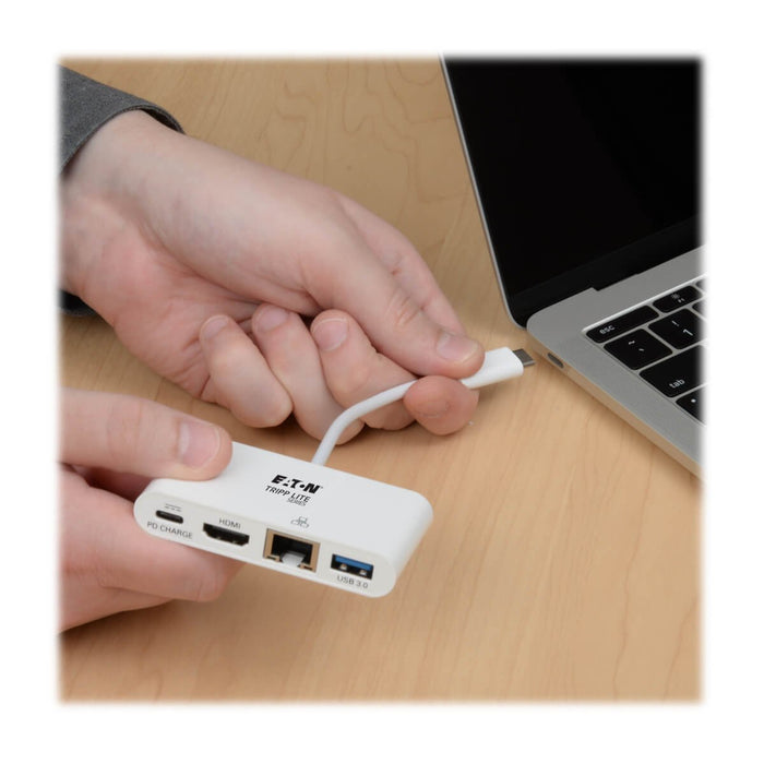 Eaton Tripp Lite   Usb-C Multiport Adapter Hdmi Usb 3.0 Port Gbe 60w Pd Charging Hdcp White