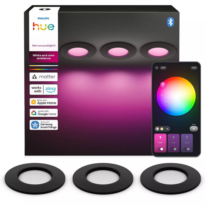 Philips Hue White&Col. Amb. Slim Recessed Light S X3 -Black
