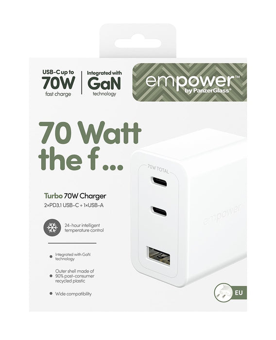 EAN 5715685027598 - PanzerGlass empower™ by ® Turbo 70W Multiple Charger incl. 2 x USB-C + USB-A | EU Plug | Silver White Sma imagen 3