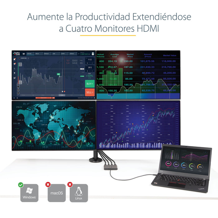 EAN 0065030888714 - StarTech.com USBC2HD4 Adaptador gráfico USB 1920 x 1080 Pixeles Gris imagen 7