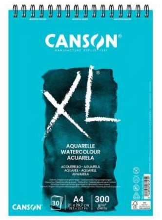 Canson Xl Aquarelle Album Espiral Microperforado De 30 Hojas A4 - Grano Fino - 21x29.7cm - 300g - Color Blanco
