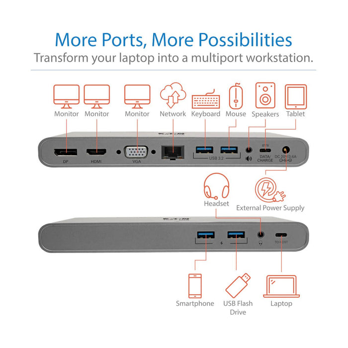 EAN 0037332273062 - Tripp Lite U442-DOCK4-INT base para portátil y replicador de puertos Alámbrico USB 3.2 Gen 2 (3.1 Gen 2)  imagen 12