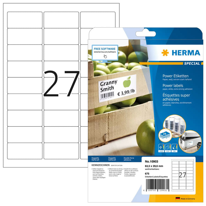 EAN 4008705109031 - HERMA 10903 etiqueta de impresora Blanco Etiqueta para impresora autoadhesiva imagen 1