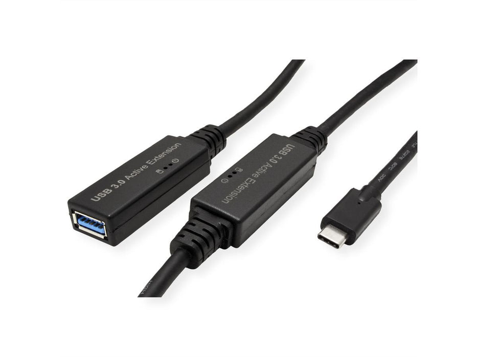 Roline Usb 3.2 Gen 1 Aktives Repeater Cable, Typ A - C, Schwarz, 10 M