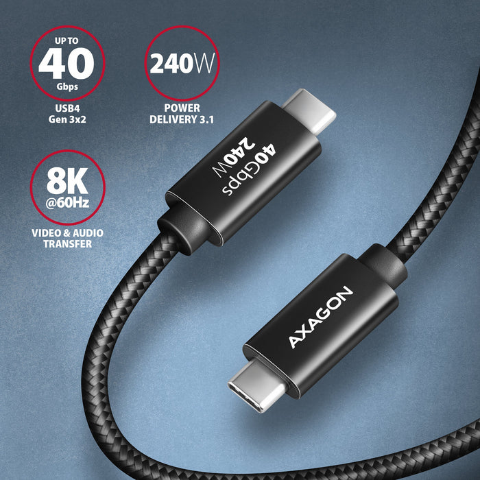 EAN 8595247909404 - Axagon cable USB USB4 Gen 3x2 0,5 m USB C Negro imagen 2