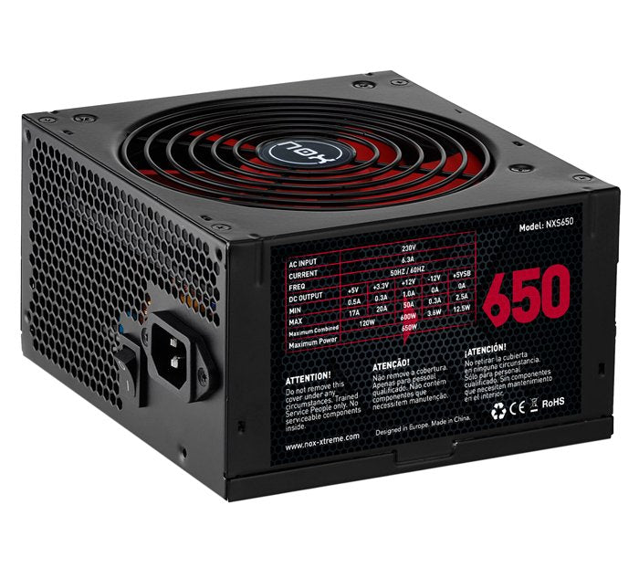 EAN 8436532161988 - NOX NXS650 unidad de fuente de alimentación 650 W 20+4 pin ATX Negro, Rojo imagen 1