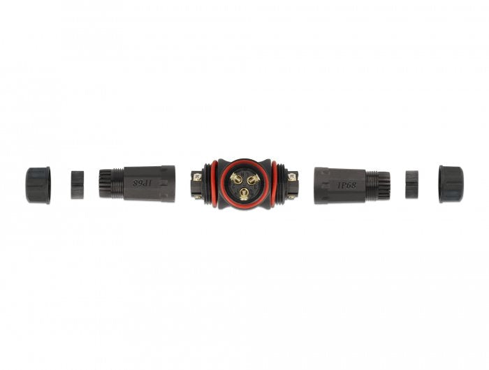 Delock Cableverbinder T-Form Für Aussenbereich 3 Pin, Ip68 Wasserdicht, Schraubbar, Cabledurchmesser 4,5 - 7,5 Mm Schwarz