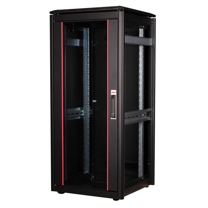 Roline 19-Zoll Netzwerkschrank Pro 26 He, 600x600 Bxt Glastr Schwarz