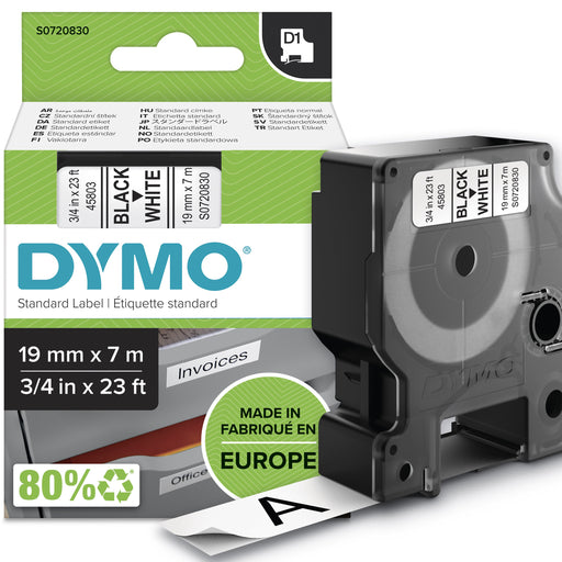 EAN 5411313452137 - DYMO D1 Standard - Black on White - 19mm cinta para impresora de etiquetas Negro sobre blanco imagen 1