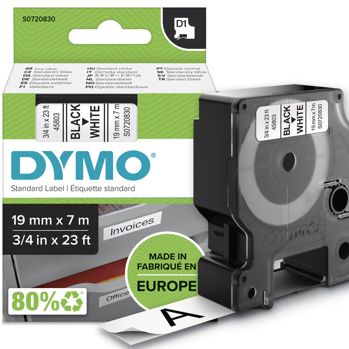 EAN 5411313452137 - DYMO D1 Standard - Black on White - 19mm cinta para impresora de etiquetas Negro sobre blanco imagen 1