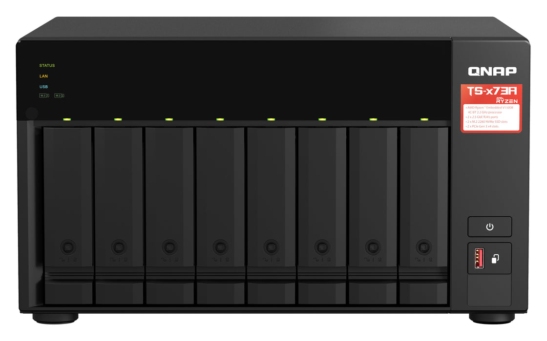 EAN 4711103084632 - QNAP TS-873A NAS Torre Ryzen Embedded V1500B 8 GB DDR4 0 TB QuTS hero Negro imagen 1