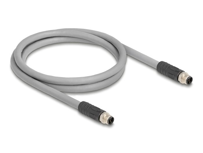 Delock M12 Cable L-Kodiert 5 Pin Stecker Zu Stecker Pur Schleppkettentauglich 1 M Grau