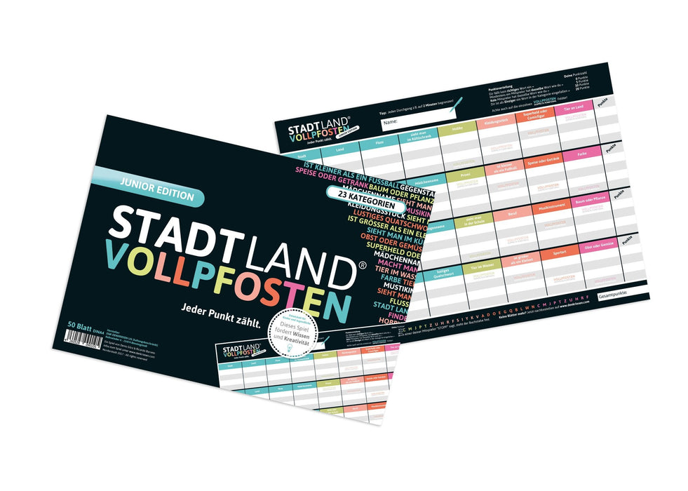 Stadt Land Vollpfosten - Junior Edition - Din A4