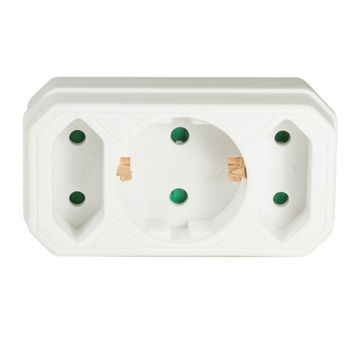 Logilink Adapter With 2 Euro + 1x Safety Socket, Blanco