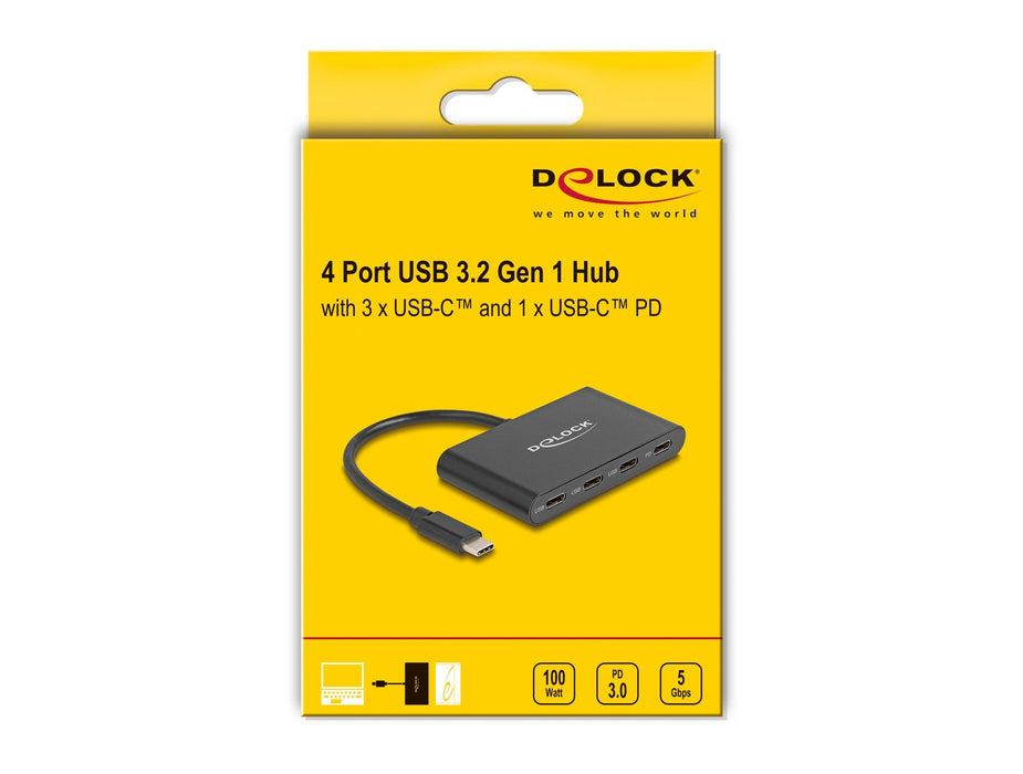 Delock Usb 3.2 Gen 1 Usb Tipo-C Hub Con 3 X Usb Tipo-C Hembra +