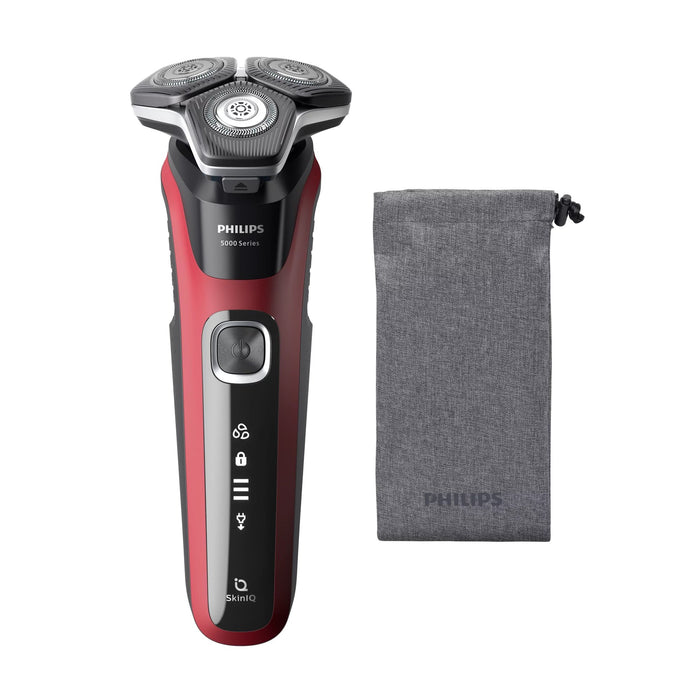 EAN 8720689008365 - Philips SHAVER Series 5000 S5883/10 afeitadora Máquina de afeitar de rotación Recortadora Negro, Rojo imagen 1
