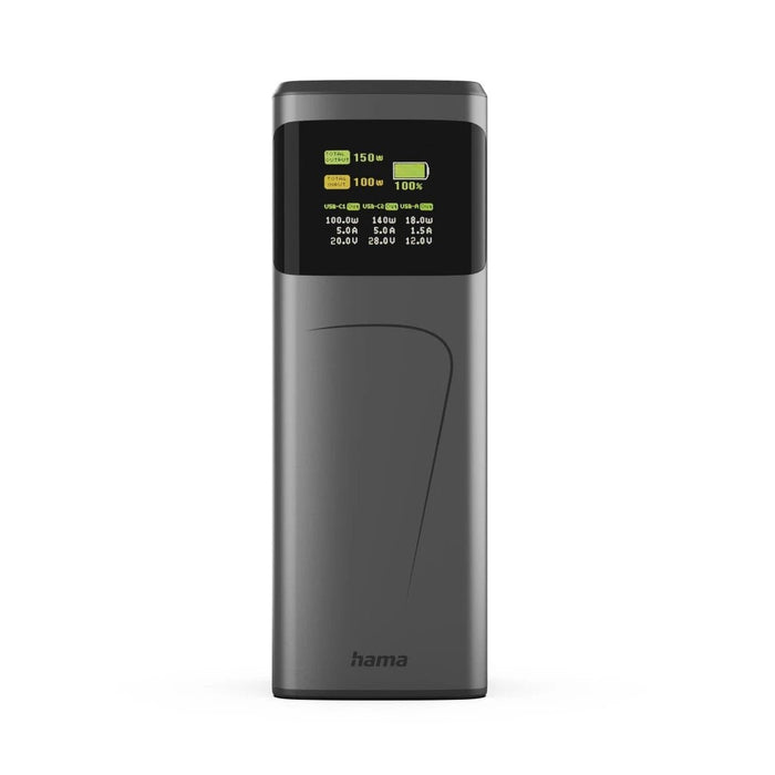 Hama High Power Bateria Externa Powerbank 24000mah - Potencia 150w - Usb-C - Usb-A - Power Delivery - Pantalla Tft -