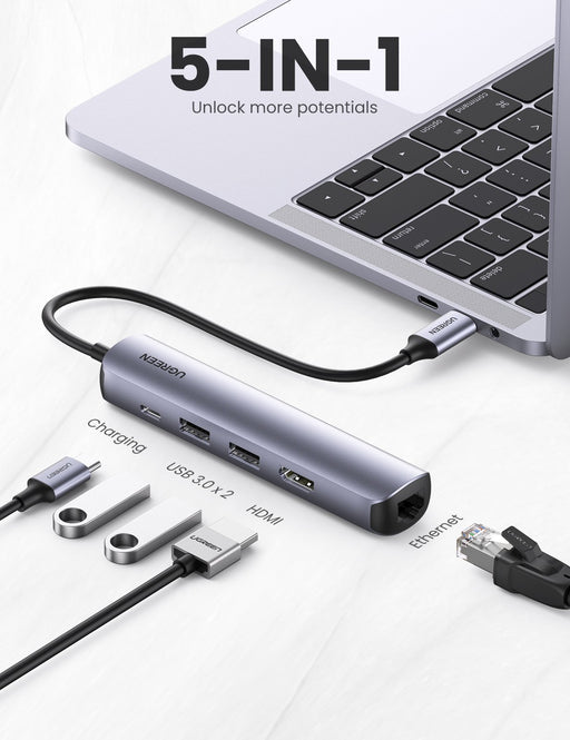 EAN 6957303819195 - Ugreen 10919 base para portátil y replicador de puertos Alámbrico USB 3.2 Gen 1 (3.1 Gen 1) Type-C Gris imagen 2