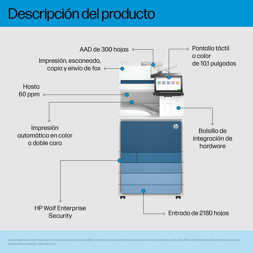 EAN 0198828505552 - HP Clr LaserJet Ent Flw MFP 8801z Prntr Laser A3 1200 x 1200 DPI 60 ppm Wifi imagen 2