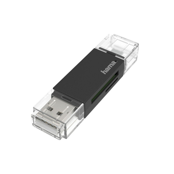Hama Essential Lector De Tarjetas Usb-A - Compatible Con Sd - Microsd - Sistema Otg - 19.05x10.99x73.6mm - Negro