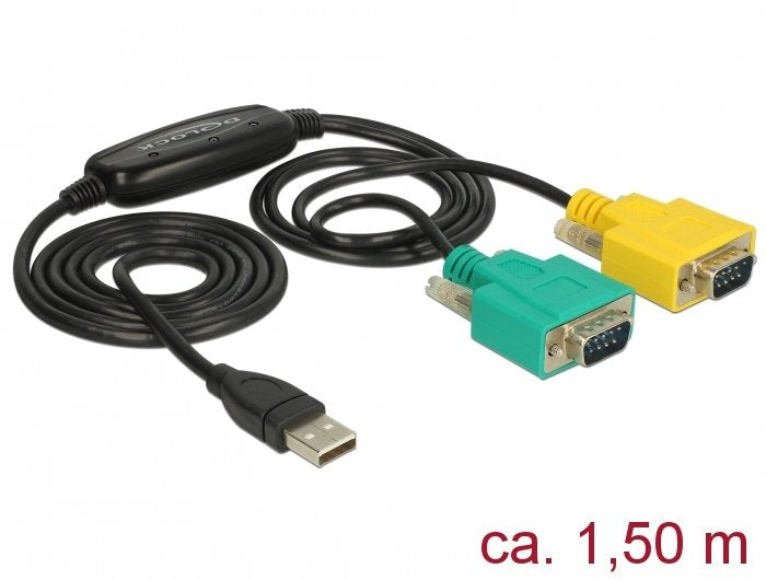 EAN 4043619634668 - DeLOCK 63466 cable de serie Negro, Verde, Amarillo 1,5 m USB tipo A DB-9 imagen 1