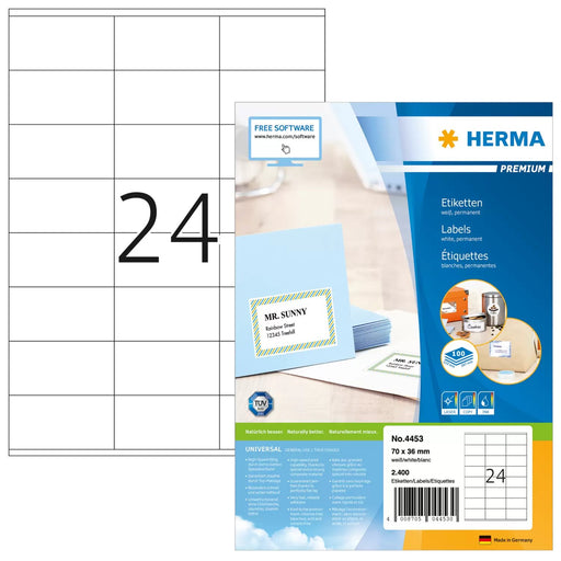 EAN 4008705044530 - HERMA 4453 etiqueta de impresora Blanco Etiqueta para impresora autoadhesiva imagen 1