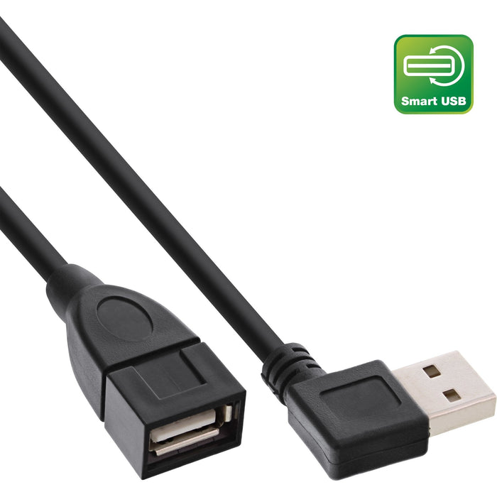 Inline Usb 2.0 Smart Cable Acodado + Reversible Tipo A Macho A Hembra Negro 0,2m