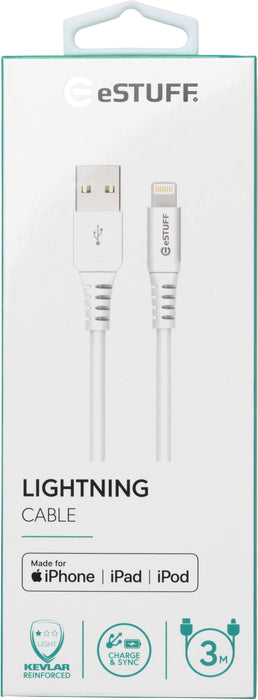 EAN 5704174096139 - eSTUFF ES601304 cable de conector Lightning 3 m Blanco imagen 2