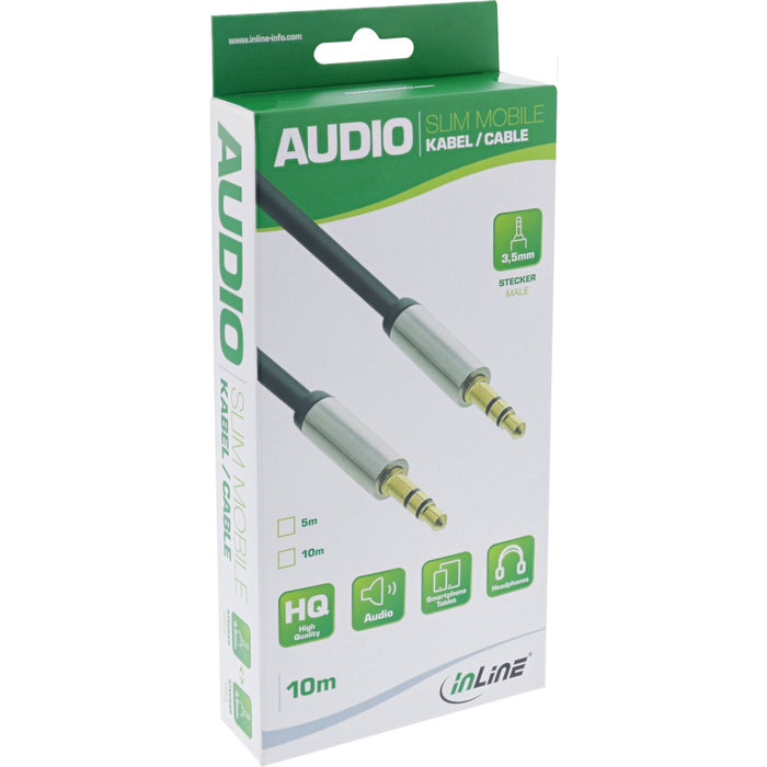 Cable De Audio Inline Slim 3.5mm Macho A Macho Estéreo 10m