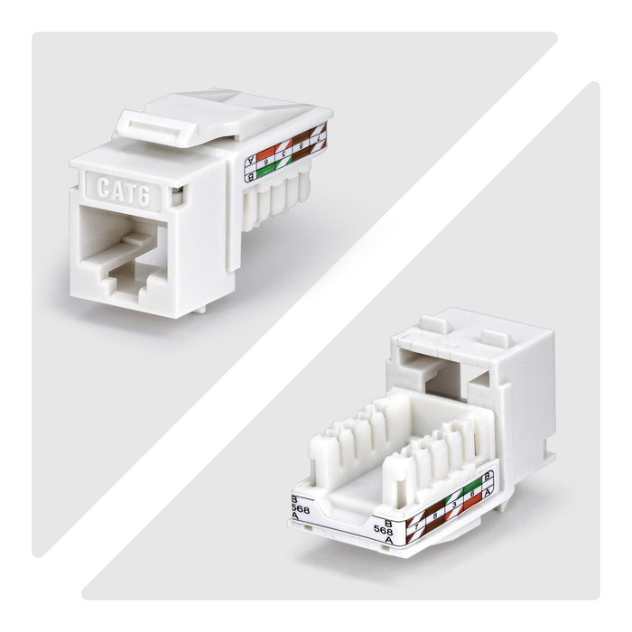 Startech.Com Cat6 Keystone Jack Módulo, Pack De 24 Rj45 Ethernet Keystone Conector Hembra, Utp Cat6 Wandbuchse, 90 Grad 110 Punch Down Conector Hembra, Blanco, Acodado, Blanco, Rj-45, Conector Hembra, 10gbase-T, Cat6, Cat5e