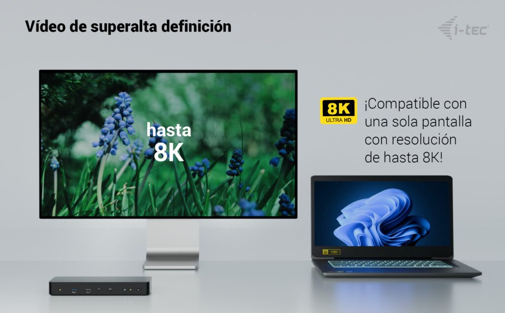I-Tec Thunderbolt 4 Intelligent Dual Display Ds 1x Tb4 2x Dp 1x Glan 1x Usb-C Gen2 3x Usb-A Gen2 1x Usb 2.0 1x Audio Mic Pd 90w Kl