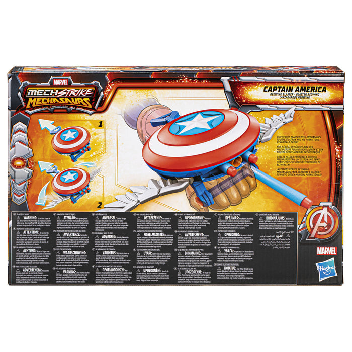 Lanzador Hasbro Nerf Marvel Mech Strike Mechasaurs Capitán América Con Redwing