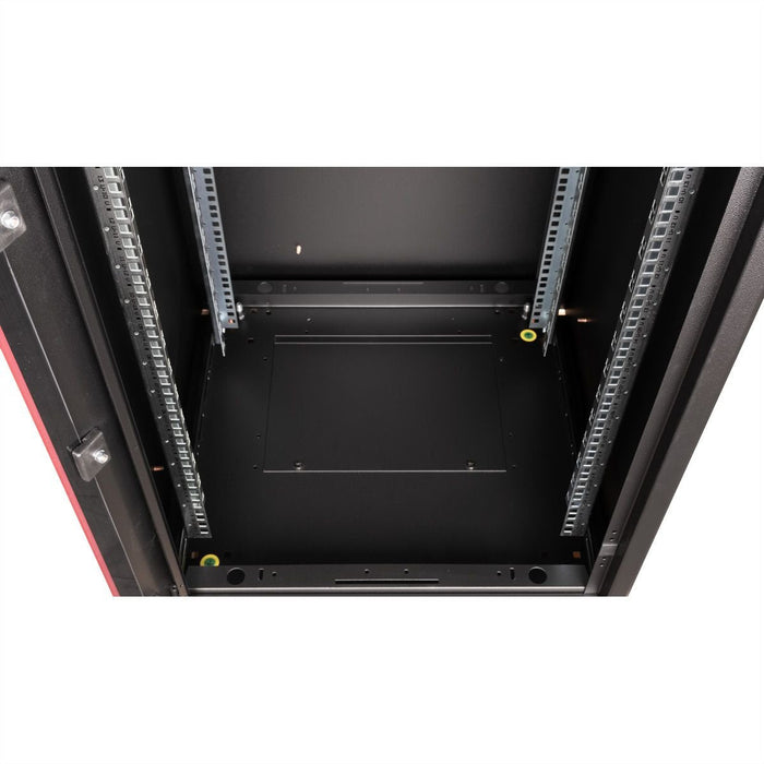 Roline 19-Zoll Netzwerkschrank Basic 22 He, 600x600 Bxt Glastr Schwarz