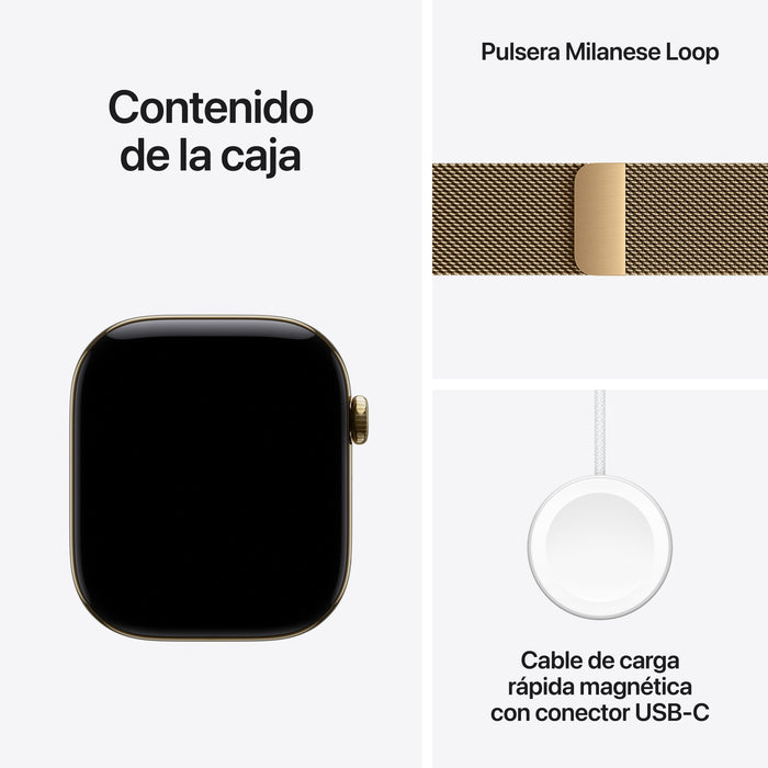 Apple Watch Series 12 Gps + Cellular 46mm Radiant Gold Titanium Case With Radiant Gold Milanese Loop - M/L