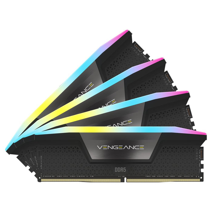 Memoria Corsair Vengeance Rgb, Ddr5 64gb 4x16gb 6400mhz Xmp 3.0, Cl32 - Quad-Kit, Negro