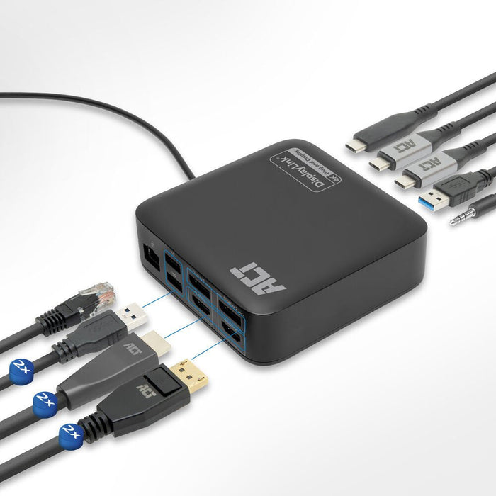 Estación De Acoplamiento Universal Usb-C 4k, Para 2 Monitores Hdmi, Displaylink, Modelo Compacto