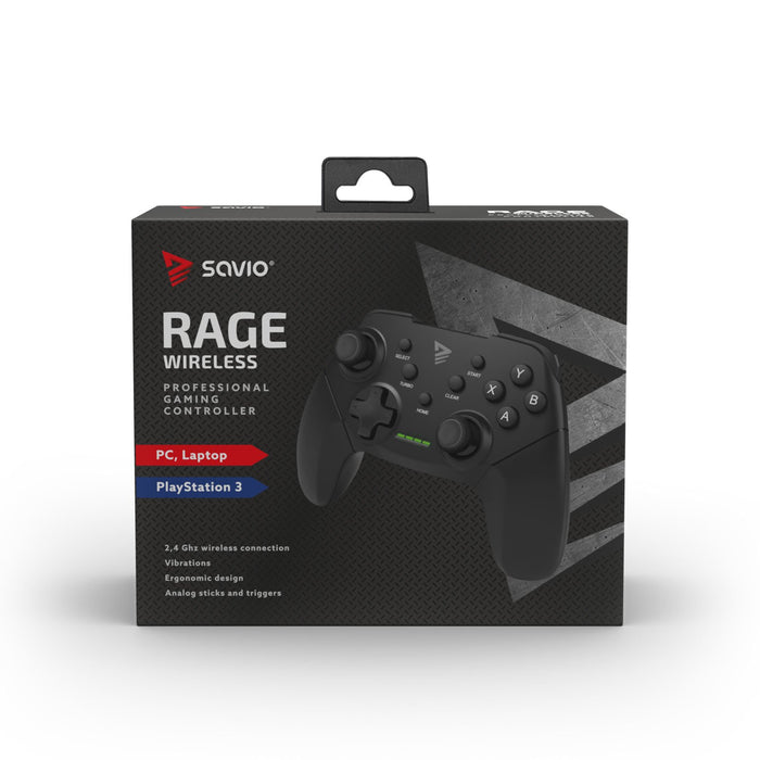 EAN 5901986046899 - Savio RAGE WIRELESS - gamepad - tradlo Negro USB Analógico PC, Playstation 3 imagen 8