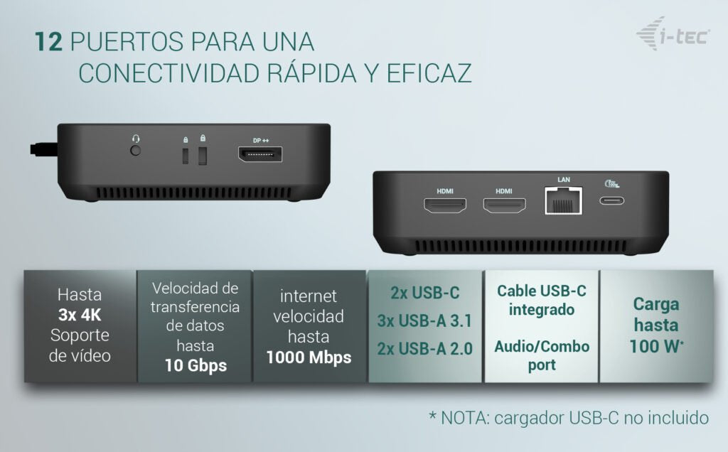EAN 8595611707469 - i-tec USB-C DP Dual HDMI Docking Station with Power Delivery 100 W imagen 10