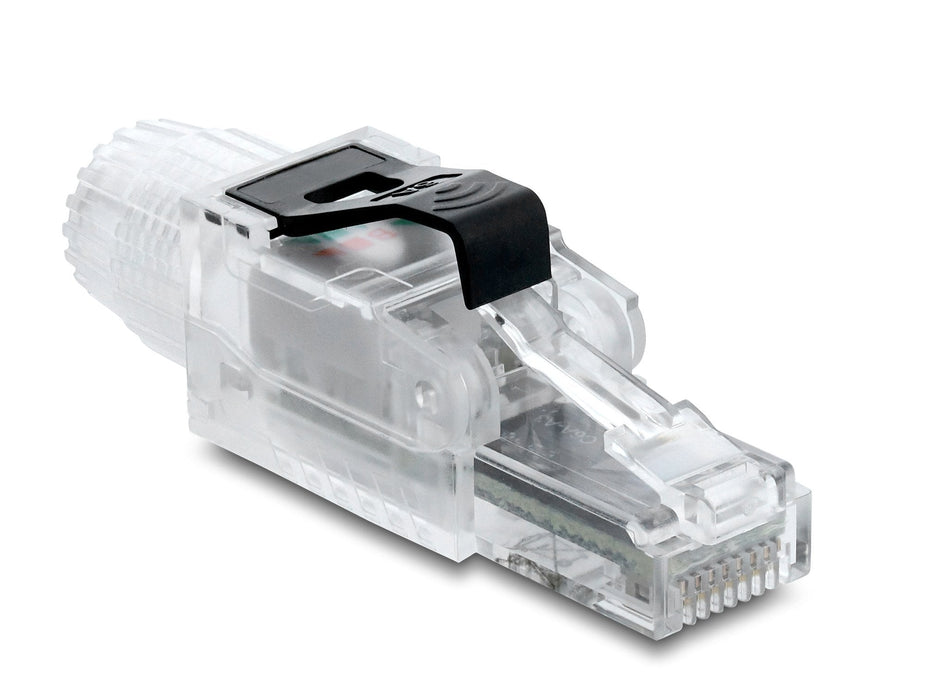 Rj45 Conector Macho Montable En Campo Cat.6a Sin Apantallar Transparente Negro