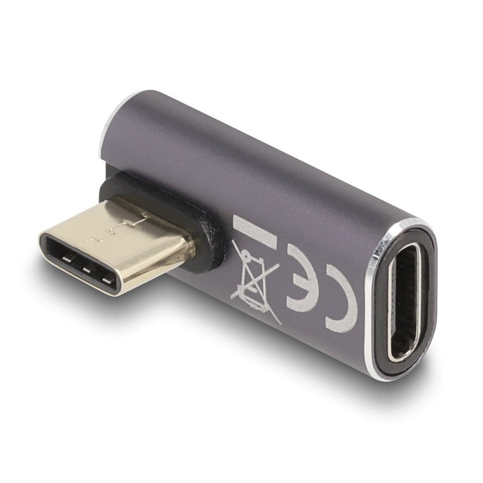 Delock 60048 Usb Adaptador 40 Gbps Usb Type-C Pd 3.0 100 W Macho A Puerto Hembra Acodado 8k 60 Hz Metal