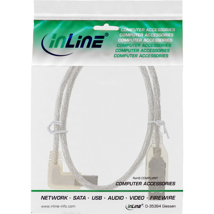 Inline Usb 2.0 Cable Angular Izquierdo Tipo A Macho A B Macho Transparente 2m