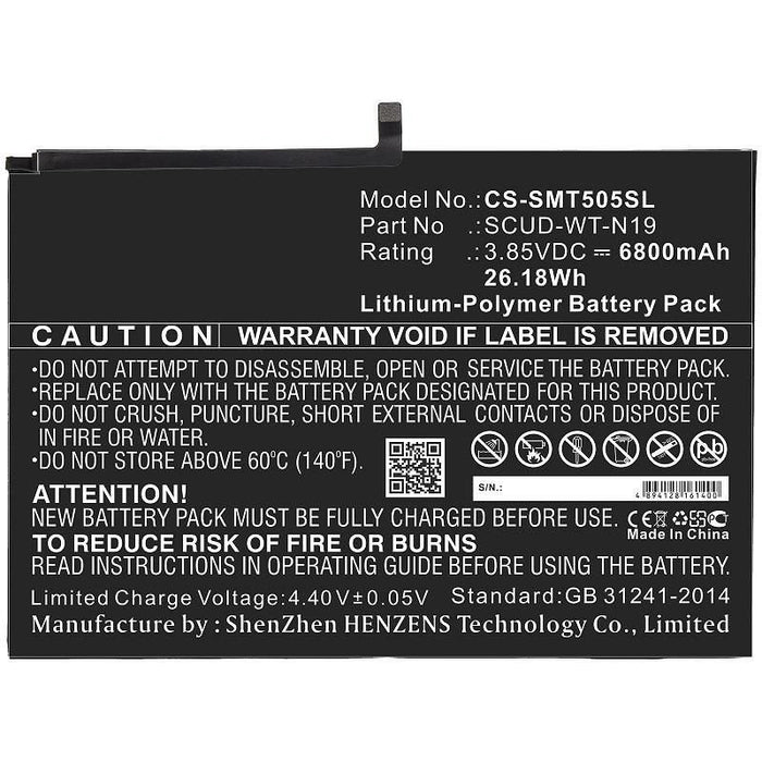 Battery 26.18wh Li-Pol 3.85v  6800mah Black For Samsung