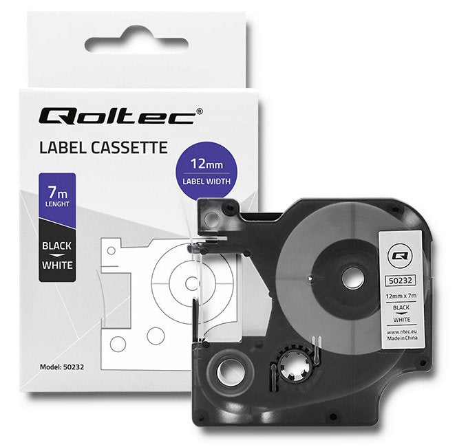 Qoltec Tape For Dymo D1 45013 12mm X 7m Blanco Negro Overprint
