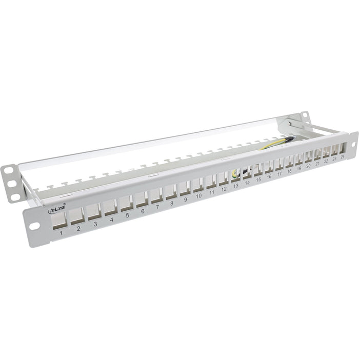Patch Panel En Blanco Inline Con Extraíble 19" 24 Puertos 1u Gris Claro Ral7035