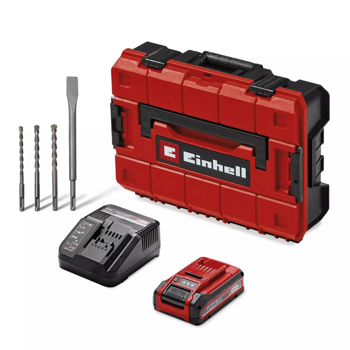 Taladro Einhell  Percutor Inalámbrico Profesional Tp-Hd 18/28 Li Bl+4, 18 Voltios Rojo/Negro, Batería De Iones De Litio 3,0 Ah, Juego De Accesorios De 4 Piezas, Estuche Electrónico S 4514274